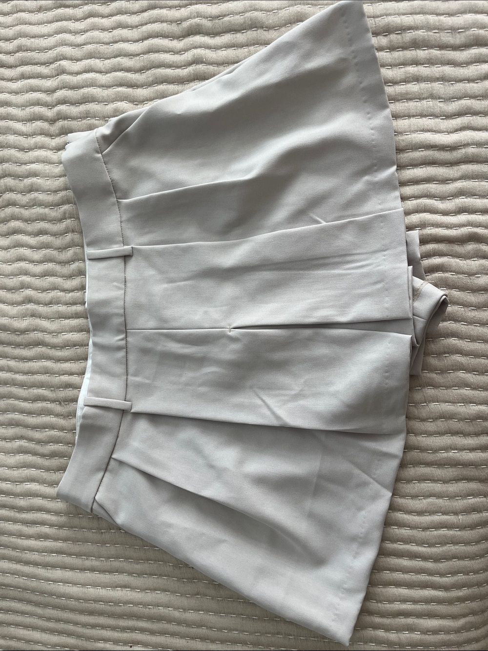 Pleated Mini Skirt in Light Gray